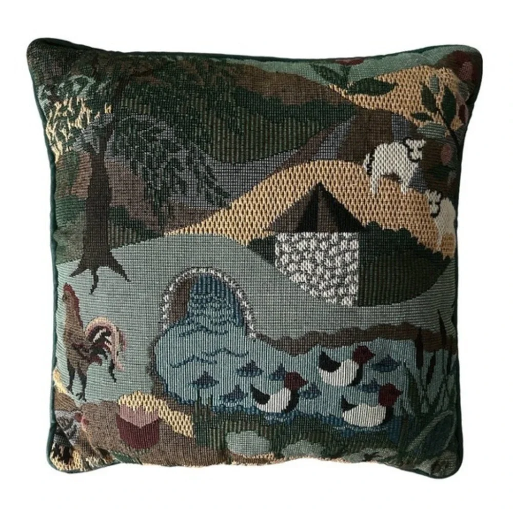 Woven Cottagecore Countryside Home Decor Pillow Green‎